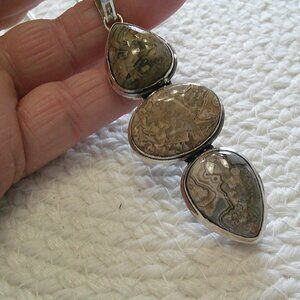 Gorgeous MEXICAN LAGUNA AGATE Handmade Sterling 925 Pendant/Chain #421E